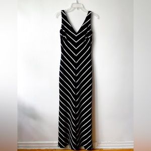 Lauren by Ralph Lauren V Stripe Maxi Dress